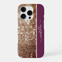 EDITABLE name Glitter Bokeh rose gold and burgundy