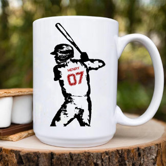 Editable Name & Jersey Number Baseball Birthday Coffee Mug