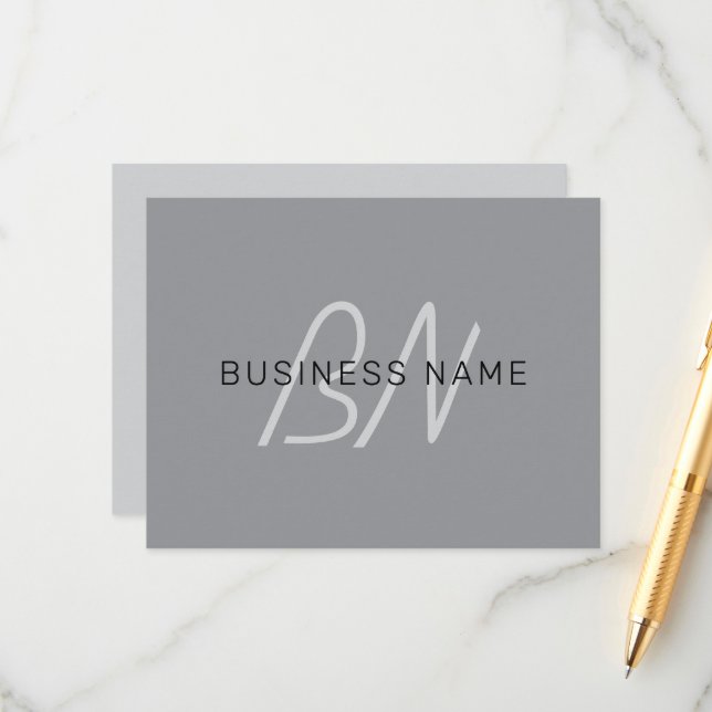 Editable Name or Greeting | Black & Dark Grey Enclosure Card (Front/Back In Situ)