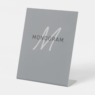 Editable Name or Greeting Black & Dark Grey Pedestal Sign