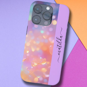 EDITABLE name sparkling Bokeh colourful prisma iPhone 16 Pro Case