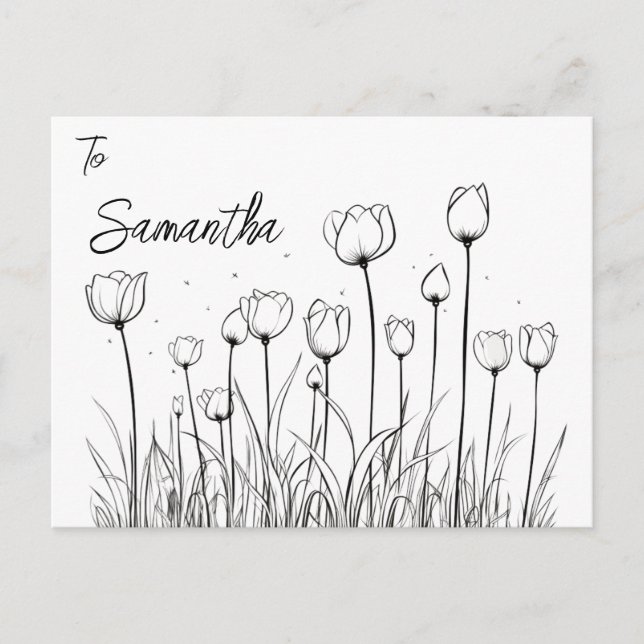 Editable Named Tulip Flower Tulipa Floral Design Postcard (Front)