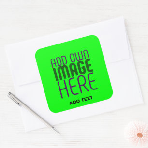 EDITABLE NEON GREEN IMAGE TEXT TEMPLATE ENVELOPE SQUARE STICKER