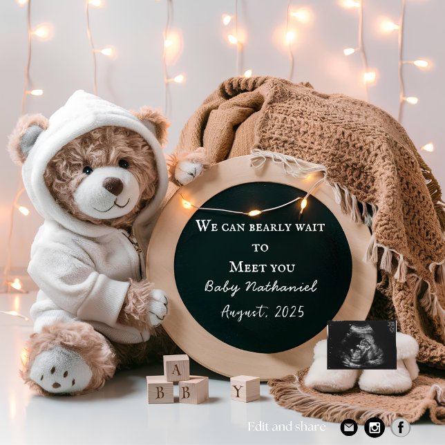 Editable neutral pregnancy announcement card (Creator Uploaded)