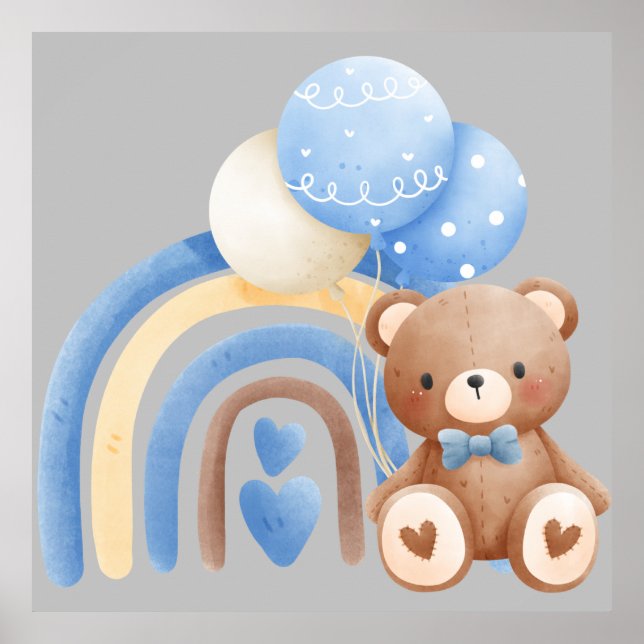 Editable Neutral Teddy Bear Poster (Front)