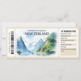 Editable New Zealand Plane ticket, New Zealand Invitation