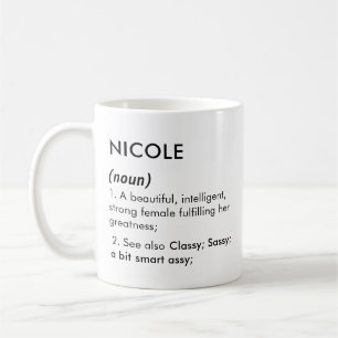 Editable Nicole name definition, custom name Coffee Mug
