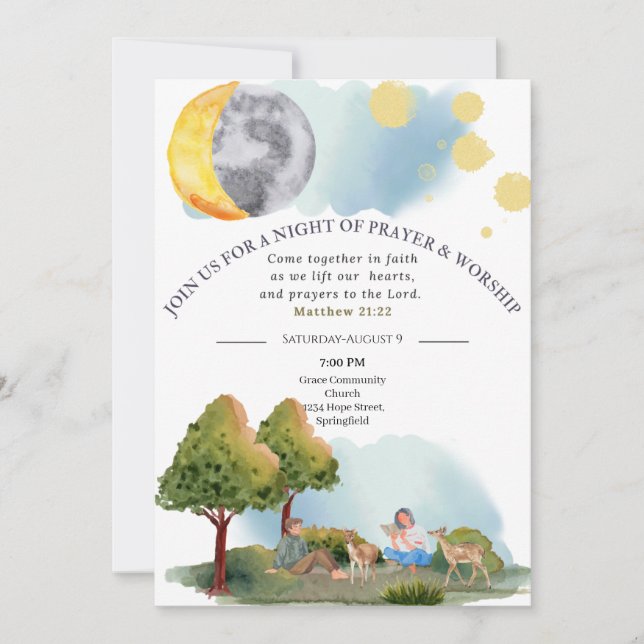 Editable Night of Prayer & Worship Invitation (Front)