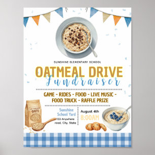 Editable oatmeal drive fundraiser flyer poster