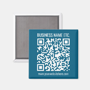 Editable Ocean Blue QR code  Magnet