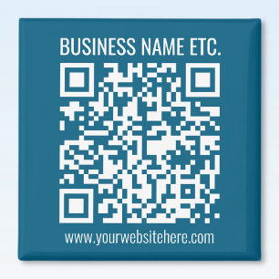 Editable Ocean Blue QR code  Magnet