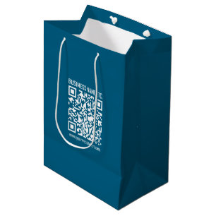 Editable Ocean Blue QR code Medium Gift Bag