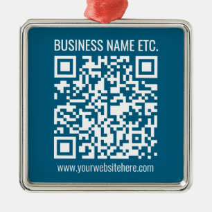 Editable Ocean Blue QR code  Metal Tree Decoration