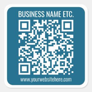 Editable Ocean Blue QR code Square Sticker