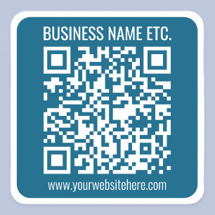 Editable Ocean Blue QR code Square Sticker