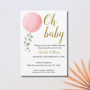 Editable Oh Baby Baby Shower Invitation