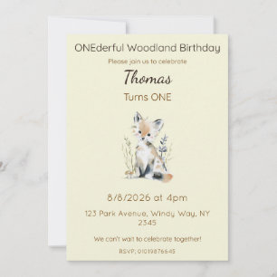 Editable ONEderful Woodland Birthday Invitation