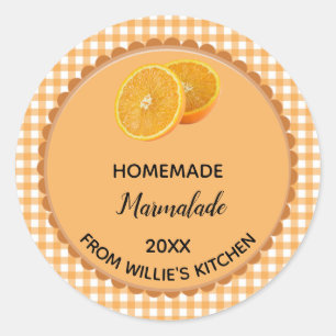 Editable Orange Gingham Marmalade Label Stickers!