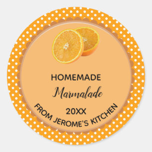 Editable Orange Polka Dot Marmalade Label Stickers