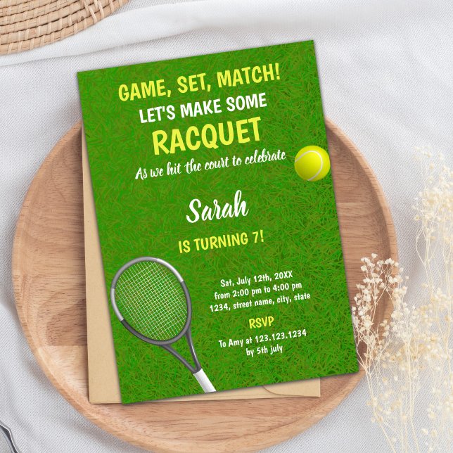 Editable Outdoor Sports Party Invite (Grass Tennis Birthday Invitations)