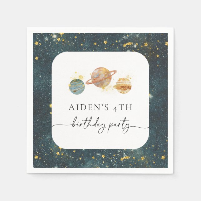 Editable Outerspace Party Napkins (Front)