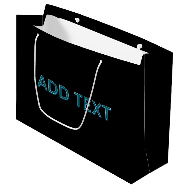 Editable Outlined Lettering w/Drop Shadow  Large Gift Bag (Front Angled)