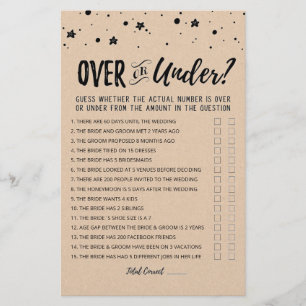 Editable Over or Under Bridal Shower game