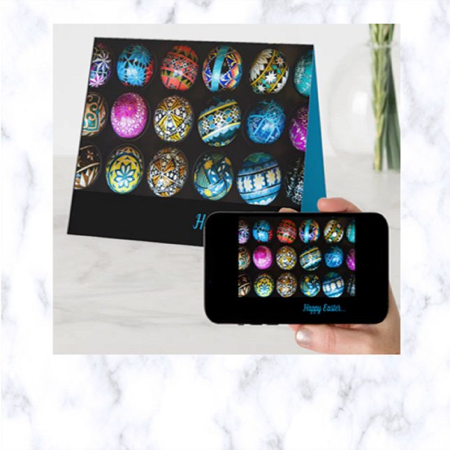 Editable Painted Easter Eggs Easter Greetings Card (Creator Uploaded)