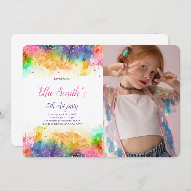 Editable Painting Birthday Invitation  (Front/Back)