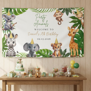Editable Party Animals Jungle Birthday Banner