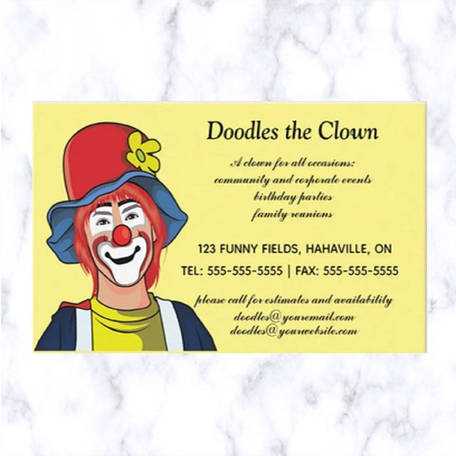 Editable Party Clown Business Card (Creator Uploaded)