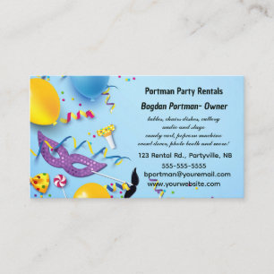 Editable Party Rentals Business Card