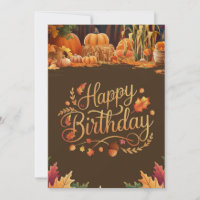 Editable Pastel Pumpkin Autumn Fall Happy Birthday