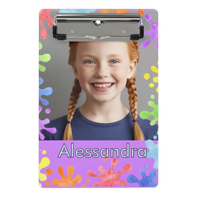 Editable Pastel Splash Custom Photo alessandra Mini Clipboard (Front)