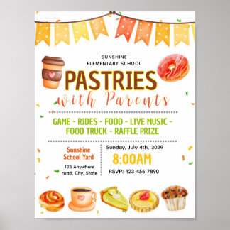Editable pastry with parent fundraiser flyer poster