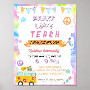 Editable Peace Love Teach flyer Poster