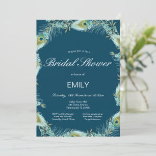 Editable Peacock Bridal Shower  Invitation