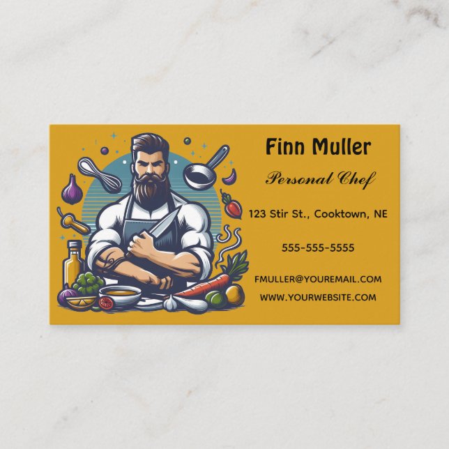 Editable Personal Chef and Food Business Card (Front)