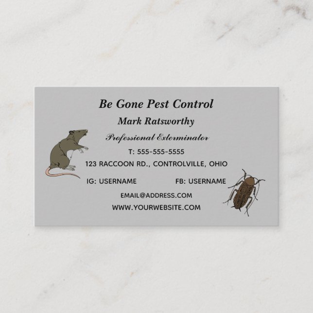 Editable Pest Control Services Business Card (Front)