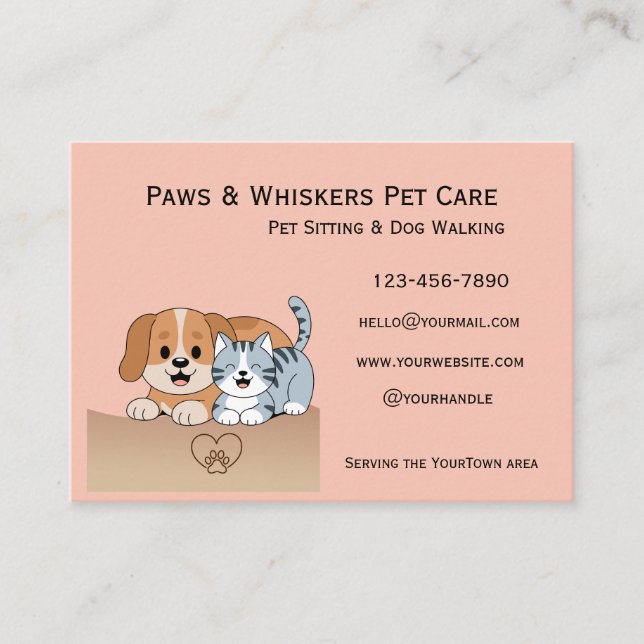 Editable Pet Sitting and Dog Walking Business Card (Front)