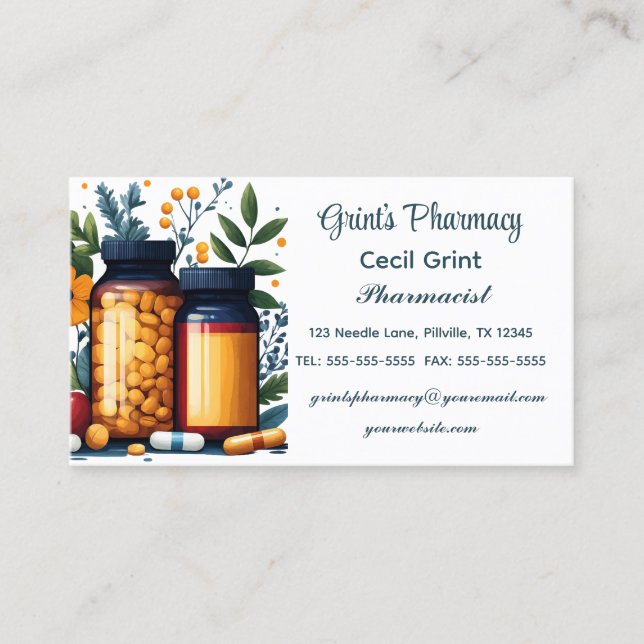 Editable Pharmacist Business Card (Front)