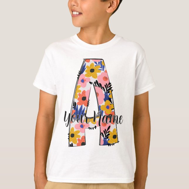 editable photo Alphabet letters A  personalised  T-Shirt (Front)