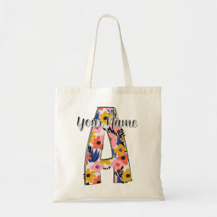 editable photo Alphabet letters A personalised Tote Bag