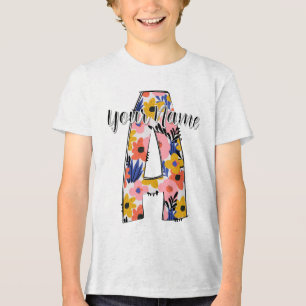 editable photo Alphabet letters A  personalised  Tri-Blend Shirt