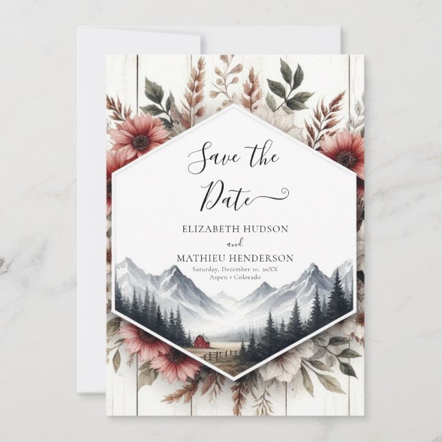 Editable Photo Barnyard Wedding Save The Date (Front)