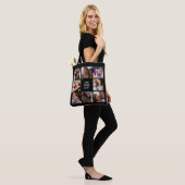 Editable Photo Collage Black Tote Bag (On Model)