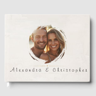 Editable Photo Front QR Back Wedding Guest Book