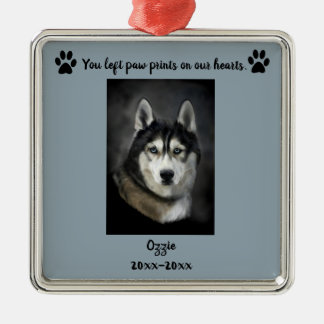 Editable Photo Pet Paw Prints On Our Hearts Metal Tree Decoration