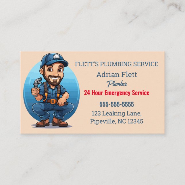 Editable Photo Plumber Business Card (Front)
