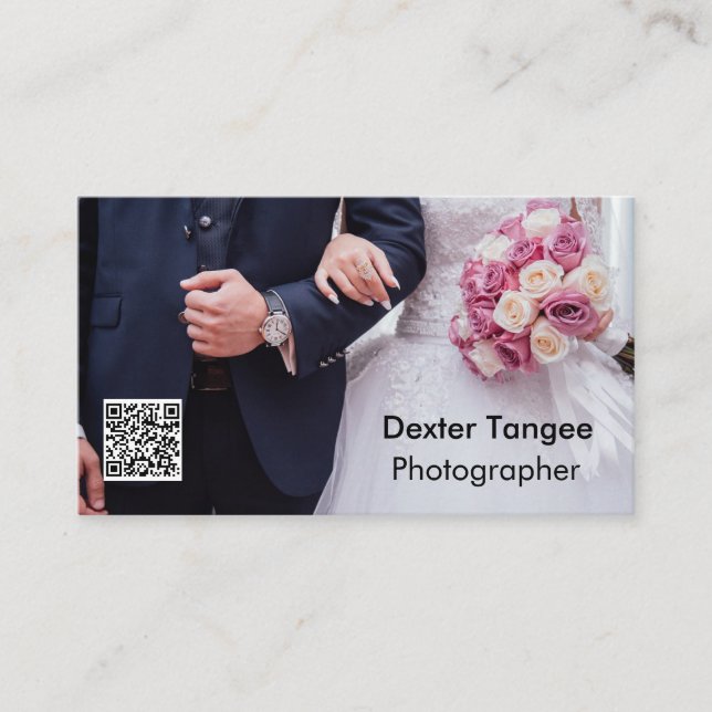 Editable Photo QR Code Business Card (Front)